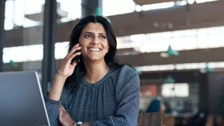 smiling women on the phone