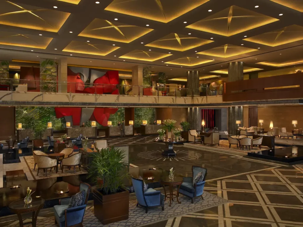 the leela ambience gurugram lobby lounge (1)